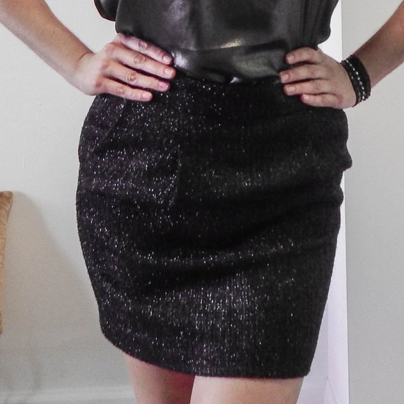 Ann Taylor Black A Line Skirt Size 2 shimmering eyelash fabric - Picture 1 of 8